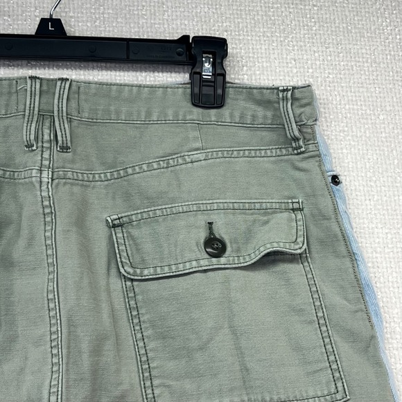 FRAME Denim Mini Skirt Womens Blue‎ Green Frayed Hem Utility Pockets - Picture 10 of 14